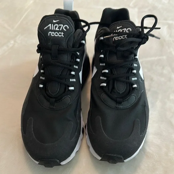Nike Air Max 270 React Black and White Sneakers - Picture 2 of 7